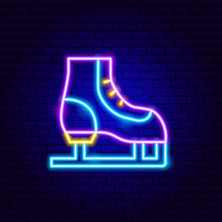 Skating Neon Sign. Vector Illustration of Sport Promotion.のイラスト素材