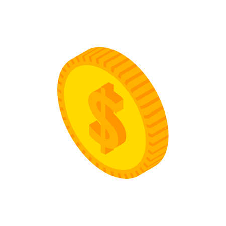 Dollar Coin Isometric Object. Vector Illustration of Business Sign in Isometry.のイラスト素材
