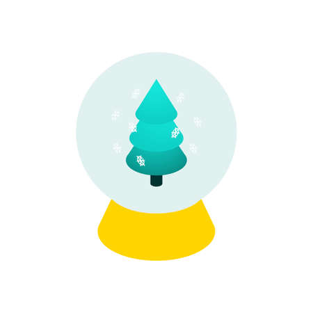 Glass Ball Isometric Christmas Tree. Vector Illustration of Winter Sign Isometry.のイラスト素材