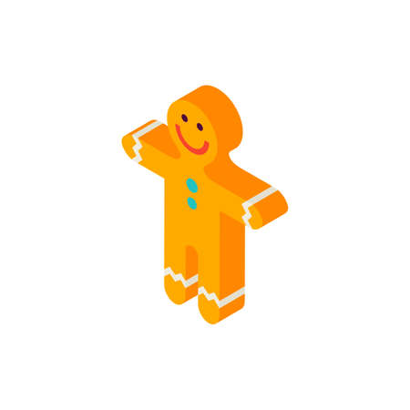 Gingerbread Man Isometric Object. Vector Illustration of Christmas Food Sign Isometry.のイラスト素材