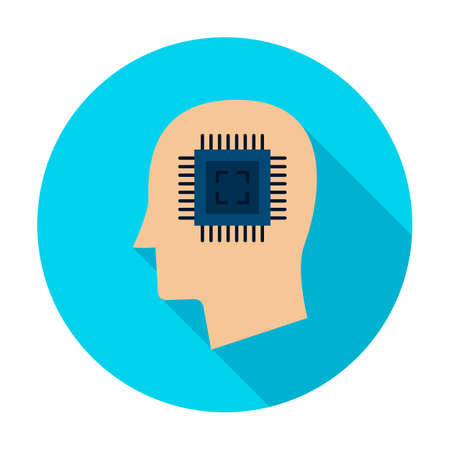 Man Head Microchip Circle Iconのイラスト素材