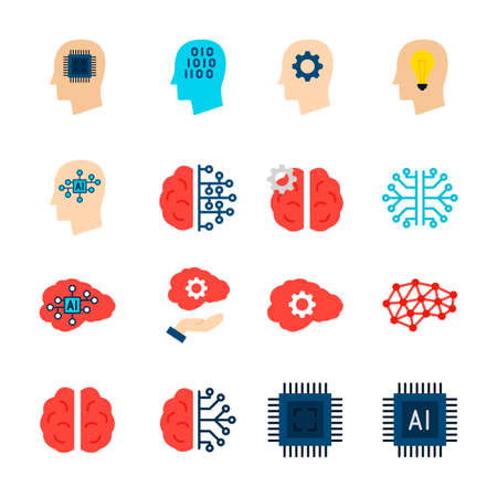 Machine Learning Objects. Set of Business Items Isolated over White.のイラスト素材