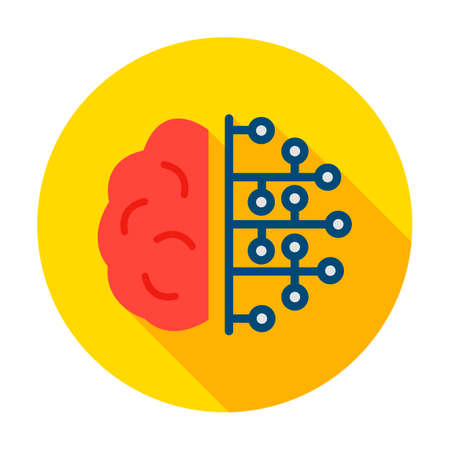 Human Brain Microchip Circle Iconのイラスト素材