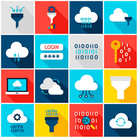 Data Computing Colorful Iconsのイラスト素材