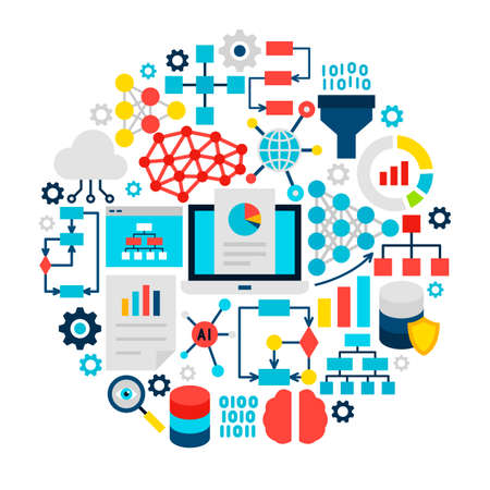 Neural Network Icons Circleのイラスト素材