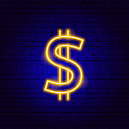 Dollar Gold Neon Signのイラスト素材