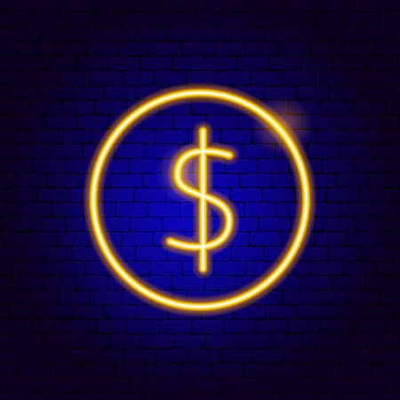 Dollar Coin Neon Signのイラスト素材