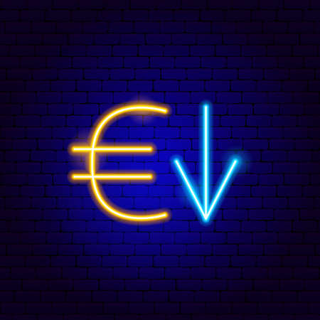Euro Down Neon Signのイラスト素材
