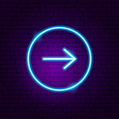 Arrow Button Neon Sign. Vector Illustration of User Interface Promotion.のイラスト素材