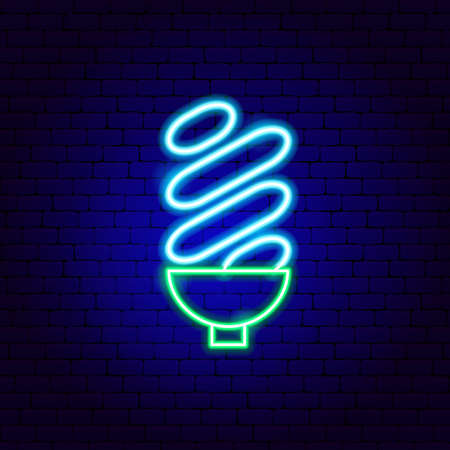 Halogen Electric Lamp Neon Sign. Vector Illustration of Energy Promotion.のイラスト素材