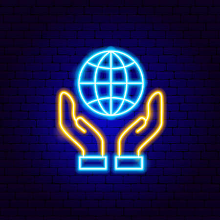 Save Planet Neon Signのイラスト素材