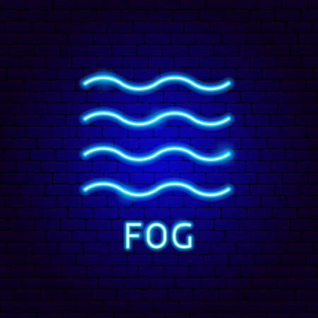 Fog Neon Label. Vector Illustration of Weather Promotion.のイラスト素材