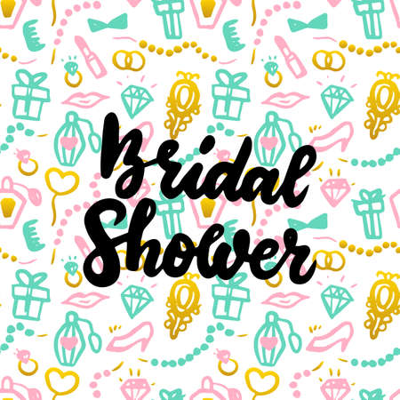 Bridal Shower Handwritten Postcardのイラスト素材