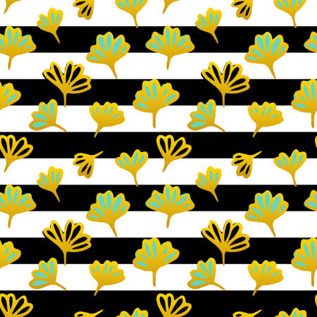 Flower Striped Seamless Patternのイラスト素材