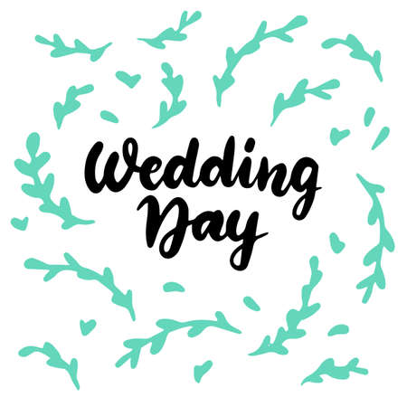 Wedding Day Postcard. Vector Illustration of Greeting Card Design.のイラスト素材