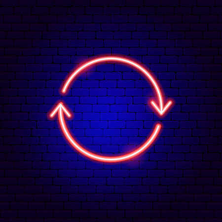 Two Arrow Circle Neon Sign. Vector Illustration of Direction Promotion.のイラスト素材