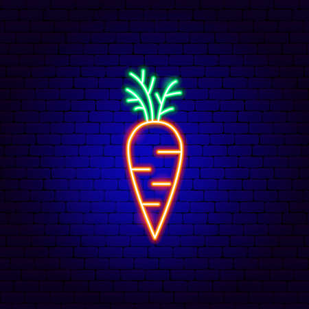 Carrot Neon Sign. Vector Illustration of Vegetable Promotion.のイラスト素材