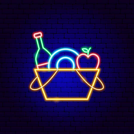 Picnic Basket Neon Signのイラスト素材