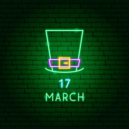 Irish Hat 17 March Neon Labelのイラスト素材