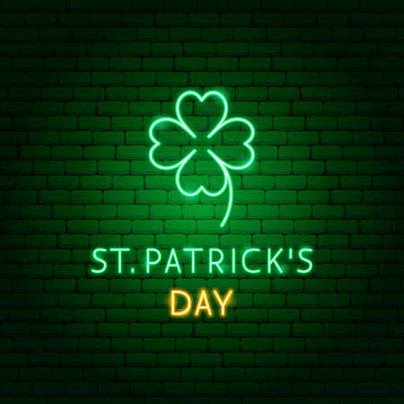 St Patricks Day Clover Neon Labelのイラスト素材