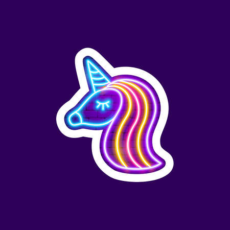 Unicorn Neon Stickerのイラスト素材
