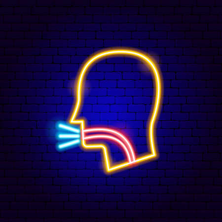 Cough Neon Signのイラスト素材