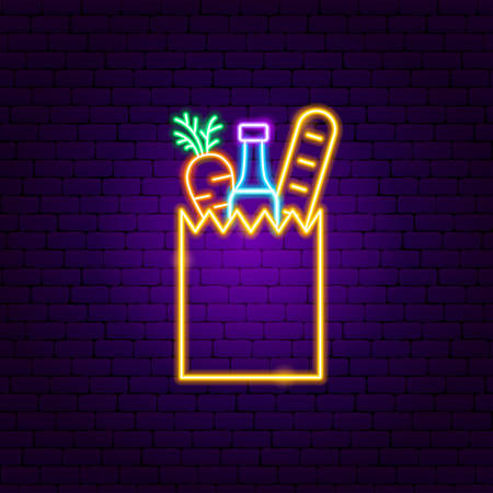 Shopping Bag Product Neon Signのイラスト素材