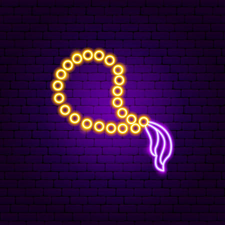 Beads Neon Sign. Vector Illustration of Meditation Promotion.のイラスト素材