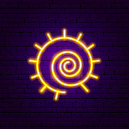 Sun Swirl Neon Sign. Vector Illustration of Meditation Promotion.のイラスト素材