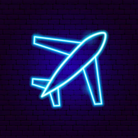 Airplane Travel Neon Signのイラスト素材