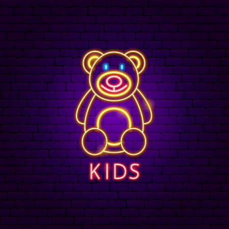 Kids Neon Labelのイラスト素材