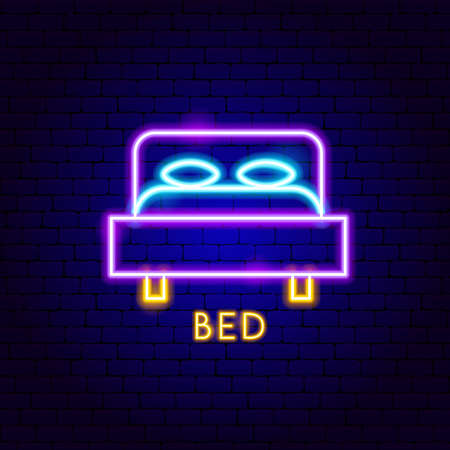 Bed Neon Labelのイラスト素材