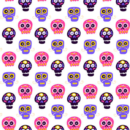 Skull Dia De Los Muertos Seamless Patternのイラスト素材