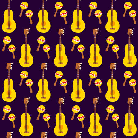 Guitar Maracas Seamless Patternのイラスト素材
