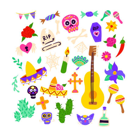 Dia De Los Muertos Objectsのイラスト素材