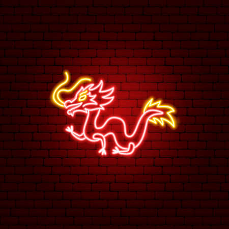 Chinese Dragon Neon Signのイラスト素材