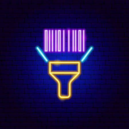 Barcode Reader Neon Sign. Vector Illustration of Shopping Promotion.のイラスト素材
