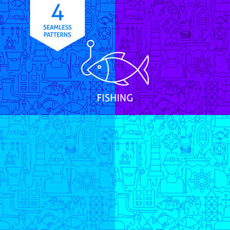 Line Fishing Patternsのイラスト素材