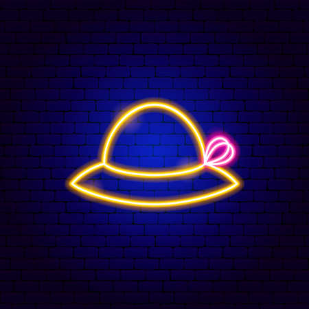 Woman Hat Neon Signのイラスト素材