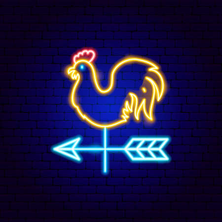 Rooster Weathervane Neon Signのイラスト素材