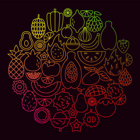 Tropical Fruit Icon Circle Conceptのイラスト素材