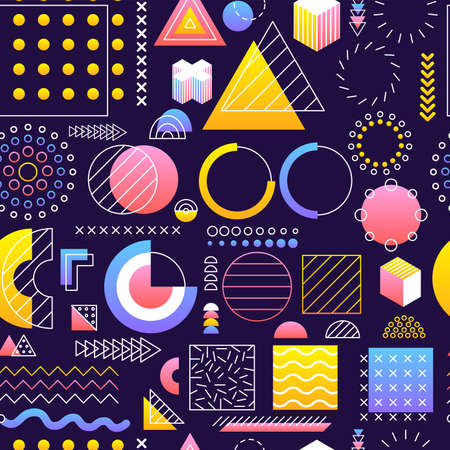 Gradient Memphis Seamless Patternのイラスト素材