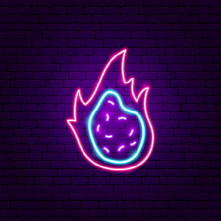 Dragon Fruit Slice Neon Signのイラスト素材