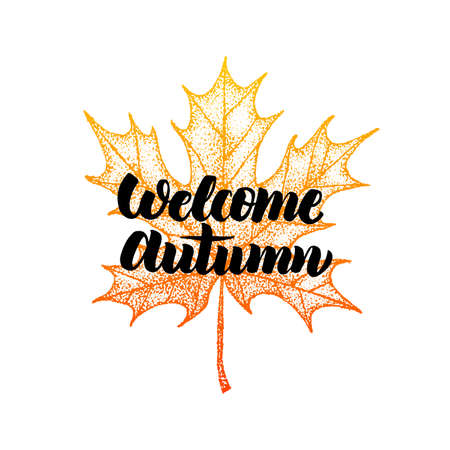 Welcome Autumn Maple Dotworkのイラスト素材