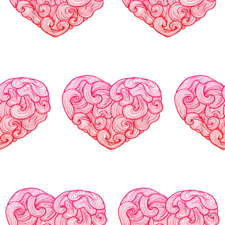 Doodle Heart Seamless Pattern