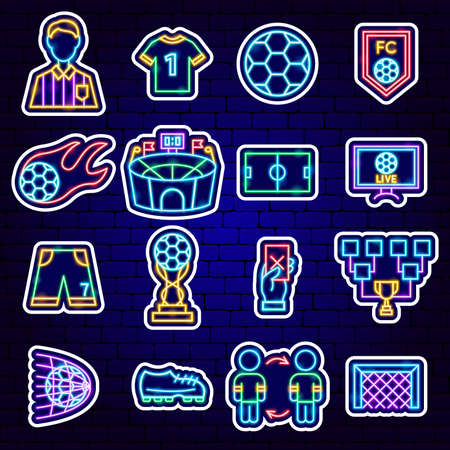 Soccer Football Neon Stickersのイラスト素材