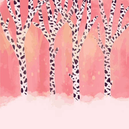 Watercolor Autumn Trees Forestのイラスト素材