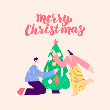 Merry Christmas Coupleのイラスト素材