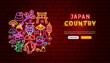 Japan Country Neon Banner Designのイラスト素材