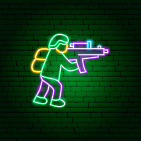 Military Soldier Neon Signのイラスト素材